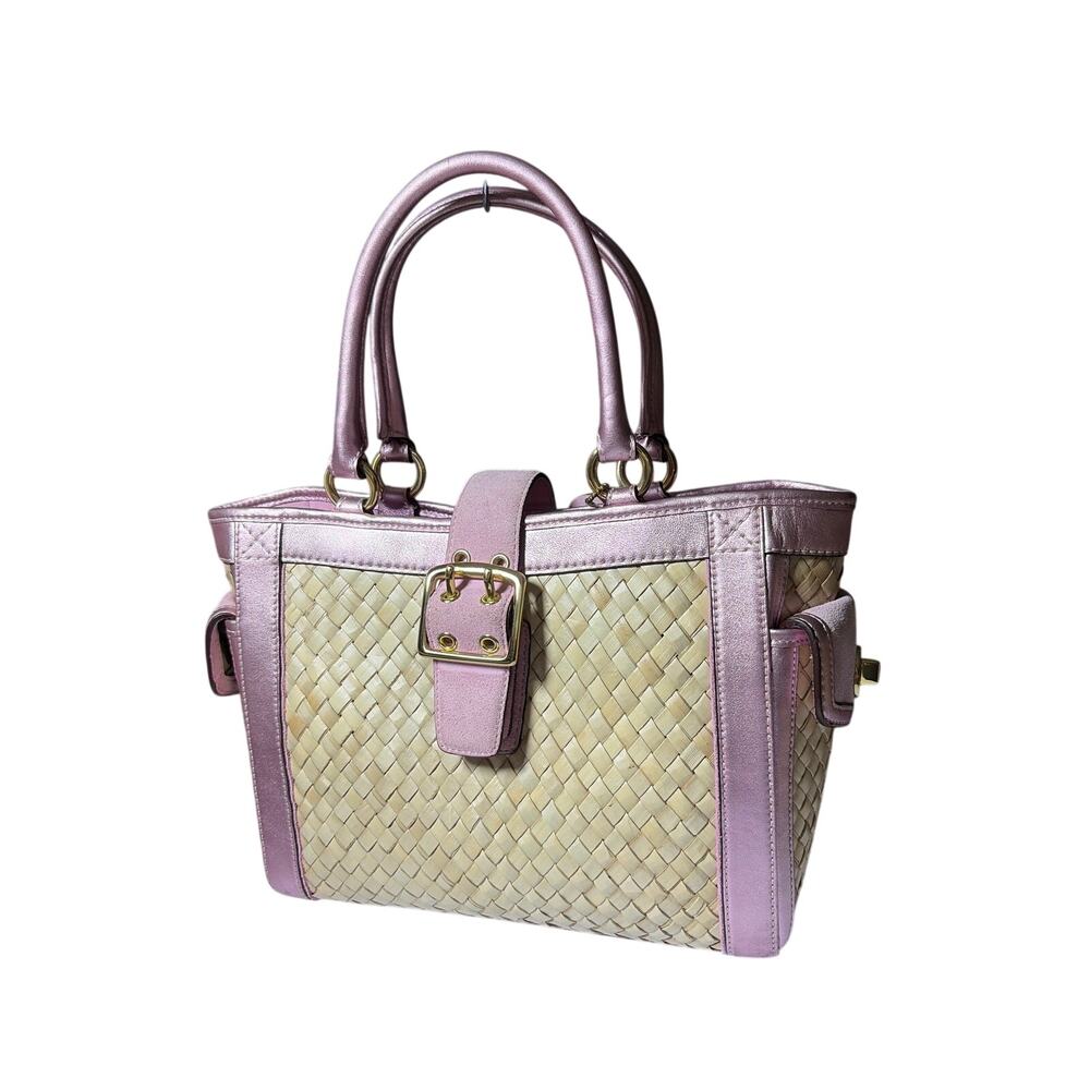 Coach Hamptons  LIMITED  EDITION 2004 straw weave metallic pink  EUC - Picture 6 of 12